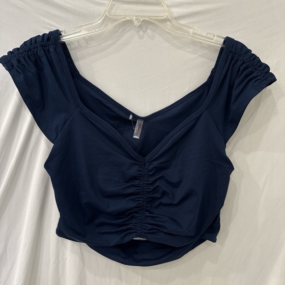 FREE PEOPLE movement Breathe Deeper Crop Tank navy blue NWOT size XL - Picture 5 of 6